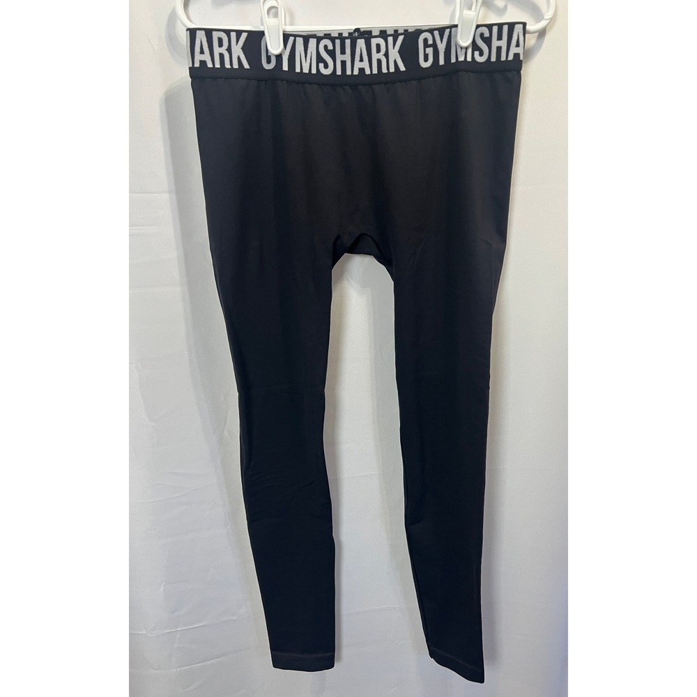 Gymshark Fit Seamless Leggings Black White Logo Waistband GLLG028-BK/WH Womens M